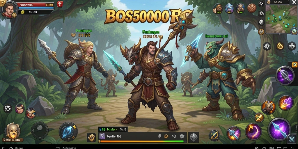 Tampilan gameplay BOS5000 yang epik dalam dunia RPG.