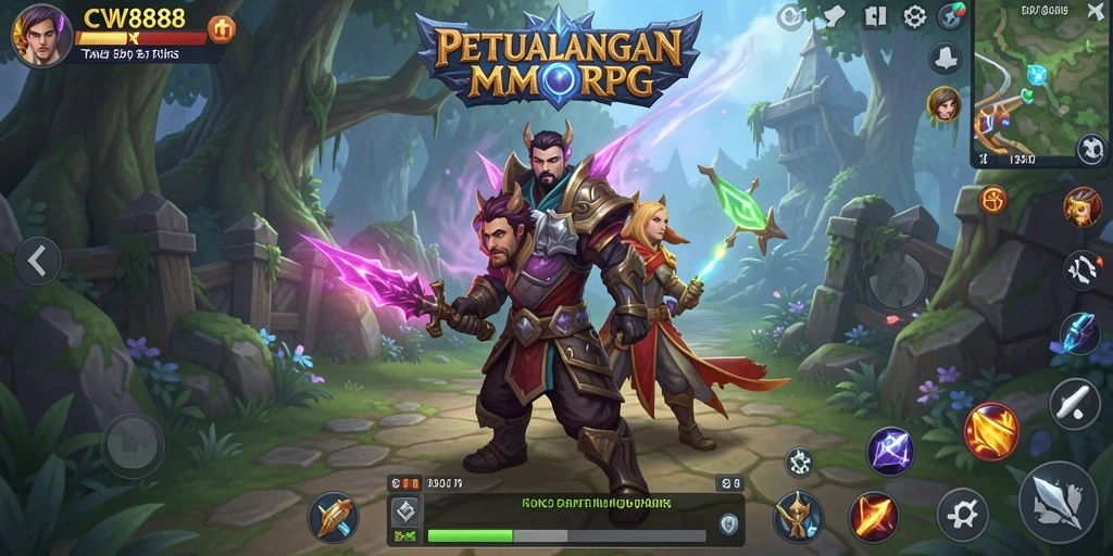 Tampilan gameplay CW8888 menampilkan aksi seru di dunia MMORPG.