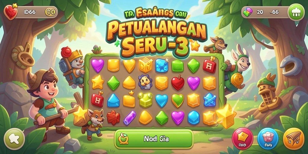 Tampilan gameplay seru dalam <strong>ID66</strong> dengan tantangan Match-3 menarik.