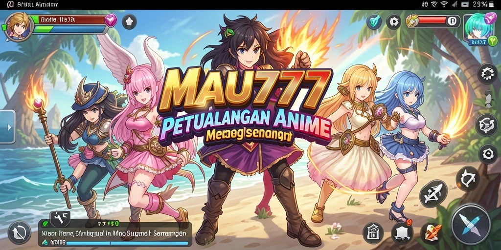 Tampilan gameplay seru MAU777 dengan aksi karakter anime.
