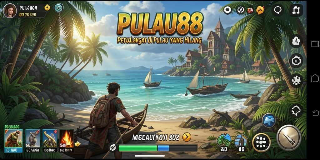 Tampilan gameplay PULAU88 yang menampilkan petualangan menegangkan di pulau misterius.