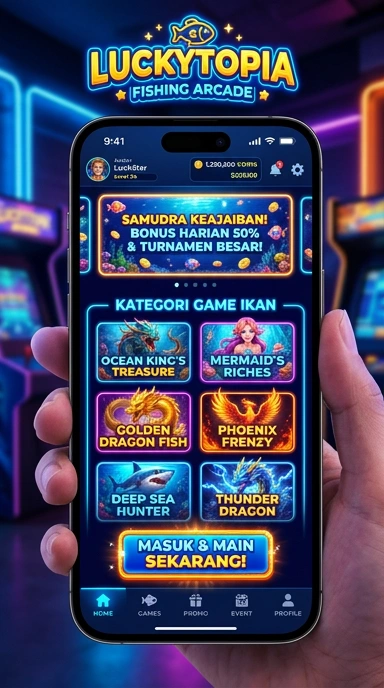 Tampilan antarmuka luckytopia yang user-friendly.